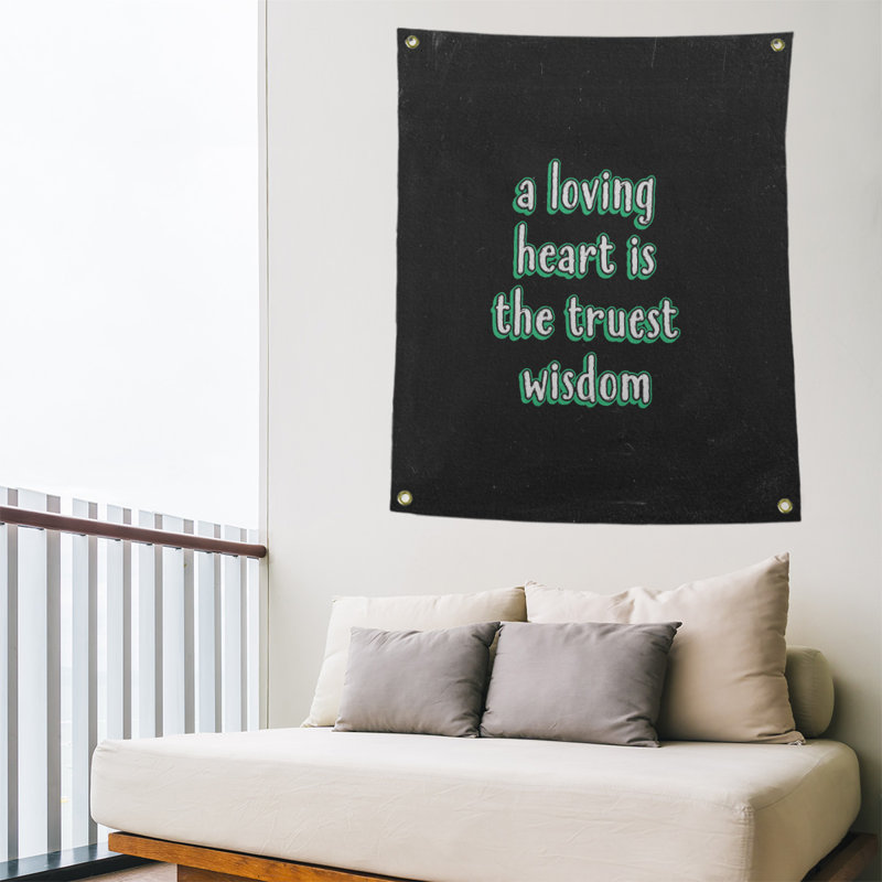Tapisserie en polyester avec citation en polyester, H 80 po x l 59 po, Vert