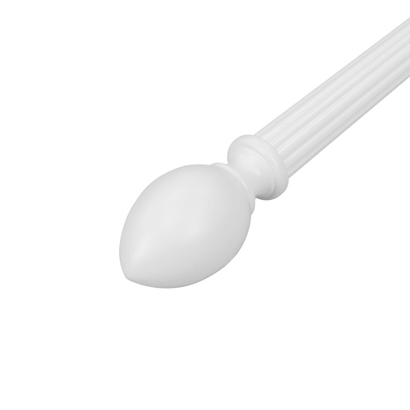 Embouts à œuf en bois à oreilles pour tringle à rideaux 1-3 / 8 po, Blanc