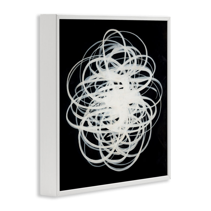 Chaotic Scribble on Black Framed Giclee Art by KC Haxton, Coastal White Framed Giclee, 12" H x 12" W