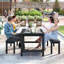 Table de salle à manger d'extérieur en PEHD pour 6 personnes avec table de patio 67 po HDPE-821921782