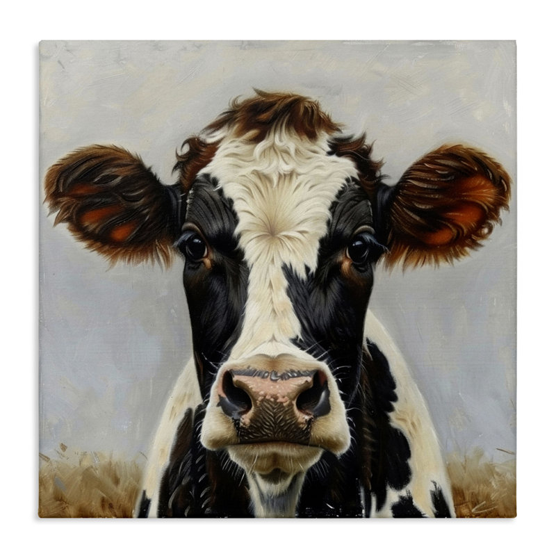  Art mural sur toile Stoic Cow Gaze Portrait par LSR Design Studio, H 36 po x l 36 po