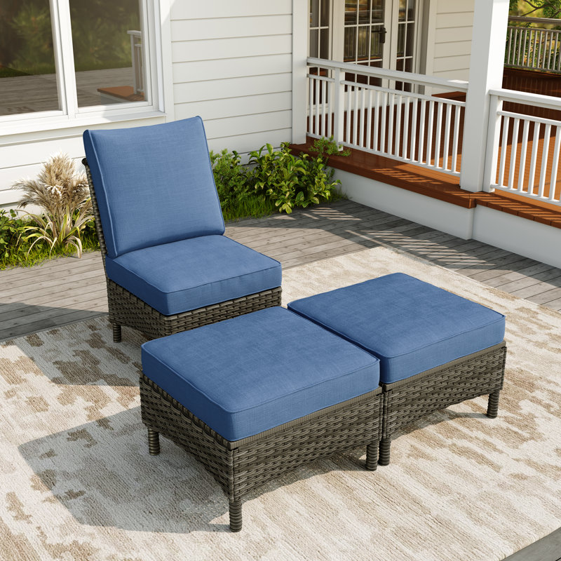 Mapleview Outdoor 3-piece Patio Set, Navy Blue, Brown
