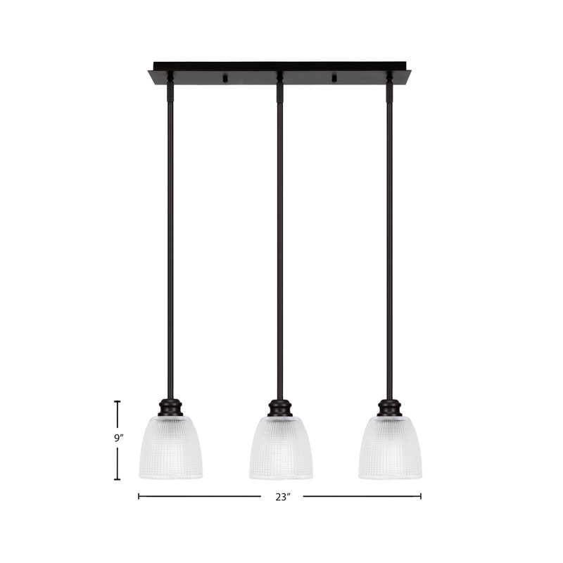 Luminaire suspendu linéaire à 3 lumières avec verre de 5 po Edge, Espresso