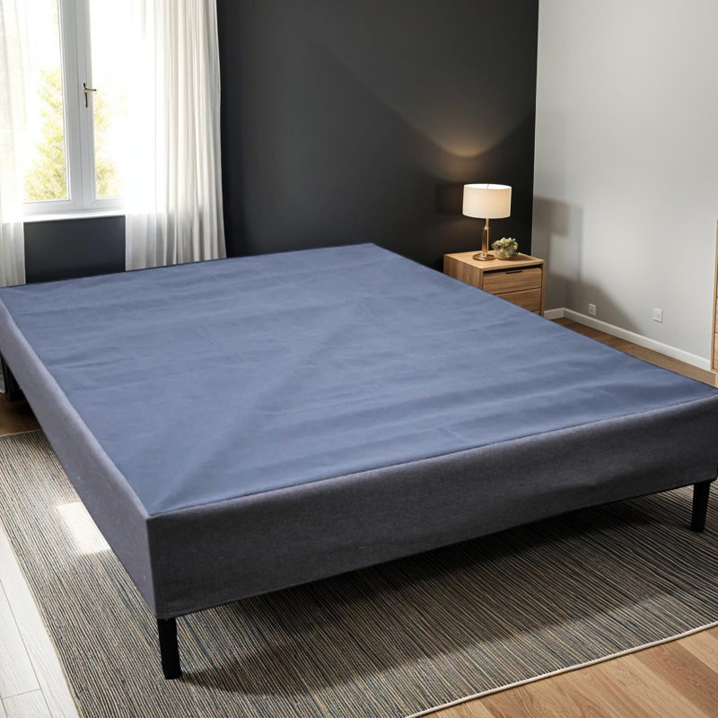 Base simple en tons de noir et de gris, sommier tapissier robuste d'une seule pièce, peut fonctionner avec ou sans pieds, installation sans effort, convient aux tailles de matelas standard, capacité de 1000 lb, 42,06 lb