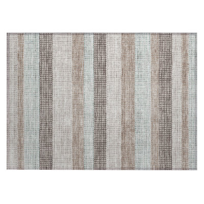 Machine Washable Indoor/Outdoor Xhevrie Taupe Rug