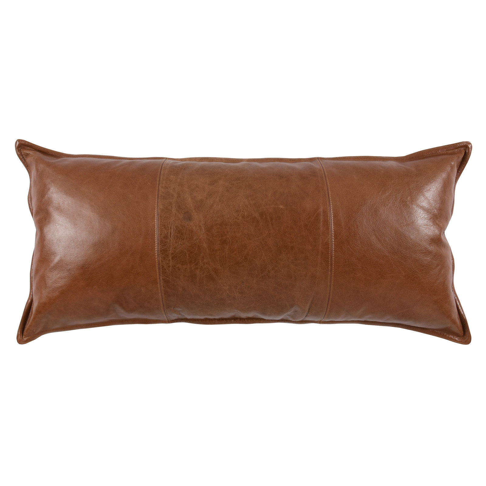 Cutler Leather Accent Pillow, Brown, 16" x 36", Rectangular