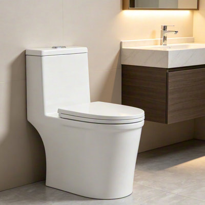 Yingze Compact One-Piece Toilet for Small Bathrooms – 23" Ultra-Short Depth, Dual Flush (1.0/1.28 GPF), White, Elongated, Soft-Close Seat, Easy DIY Install