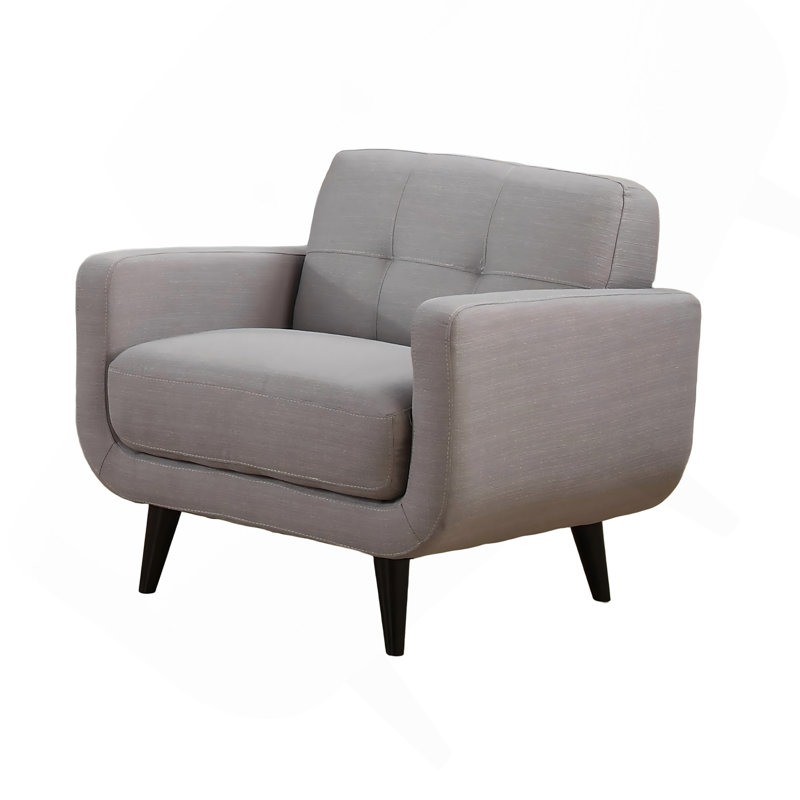 Chaise d'appoint en mélange de polyester - structure en bois franc avec détails matelassés et pieds en bois massif