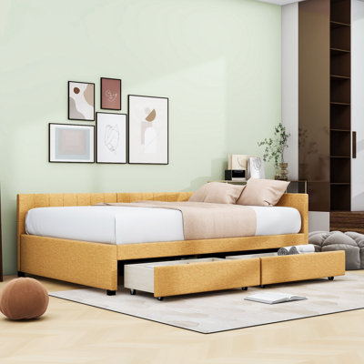 Full Size Upholstered Daybed with Built-in Storage and Durable Frame