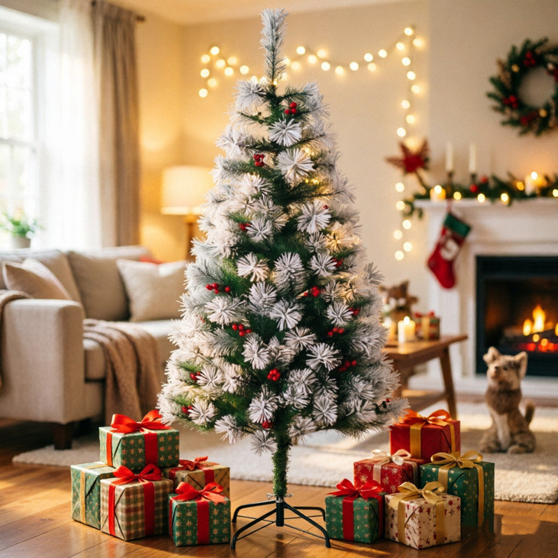 5FT Artificial Berry Christmas Tree with Metal Stand 184 Tips for Indoor Holiday Decoration Xmas Gift Realistic Branch Tips