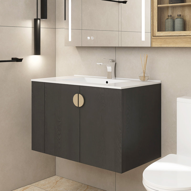 Ensemble de meuble-lavabo mural simple 30 po Bodnachuk, Noir