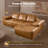 Modular Deep Seat Boneless Faux Wax Leather Modern L-shaped Sectional Sofa In Light Brown With Wide Armrests, No Assembly Required,Compression Packed-2104784328