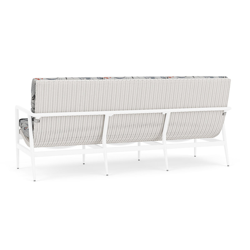 Cascade Outdoor 3 - Seat Patio Sofa, Delicate Botanical Slate, White