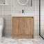 Meuble-lavabo autoportant 30 po à deux portes avec tablette ajustable et lavabo en résine à bords épais - Armoire de rangement sur pied avec lavabo incluse-1188179450