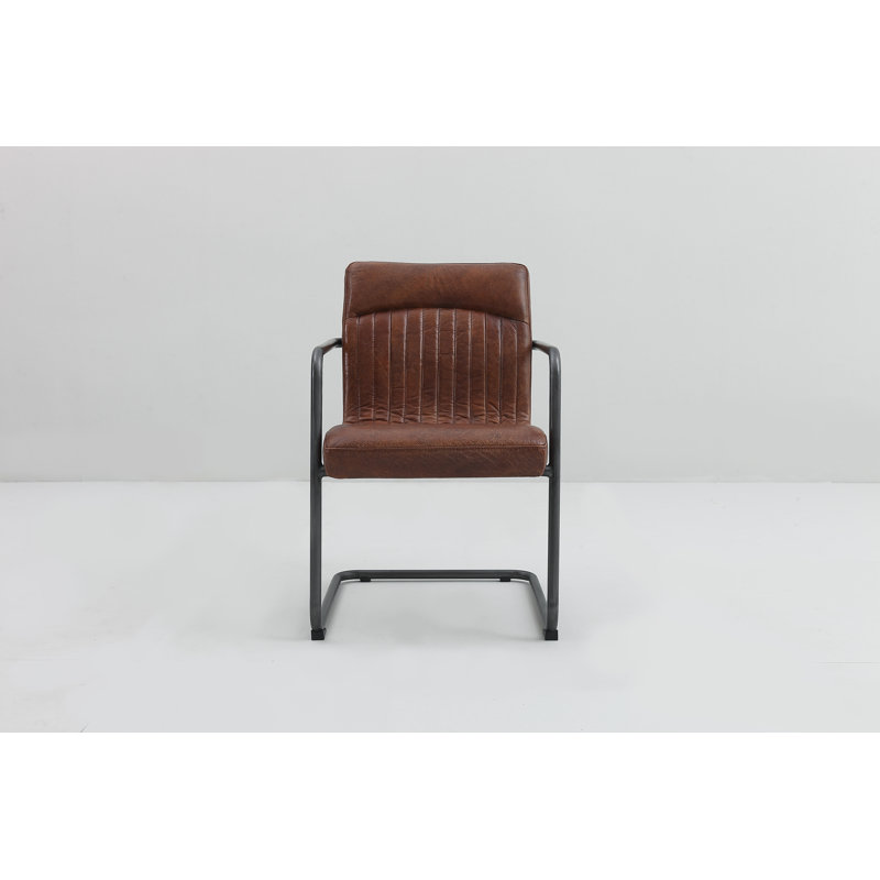 Fauteuil en cuir et métal, Brun