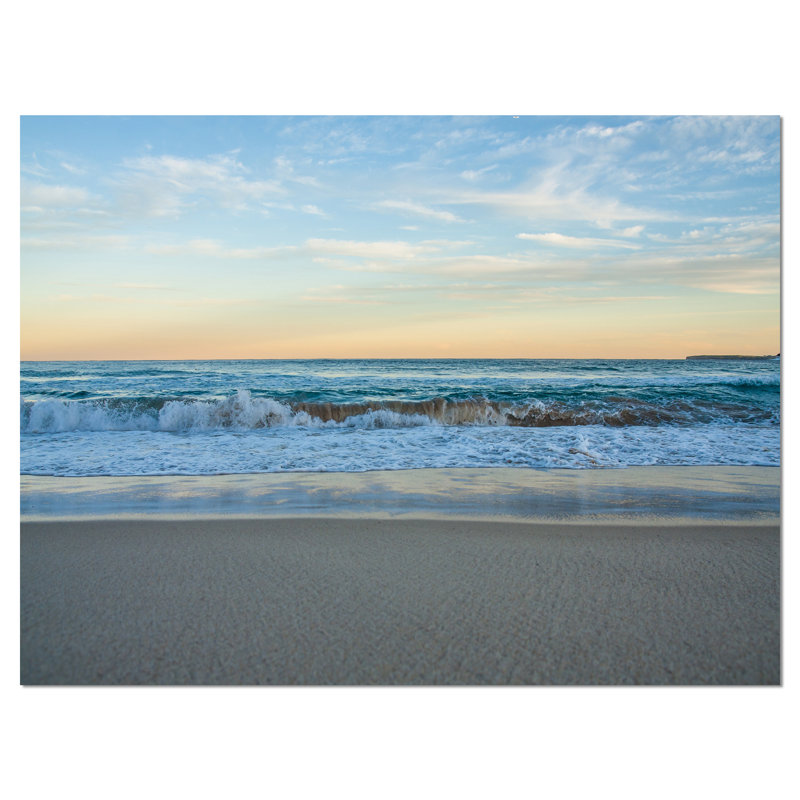 « blue splashing scene beach large mer shore », reproduction de photo sur toile tendue, H 30 po x l 40 po x P 1 po