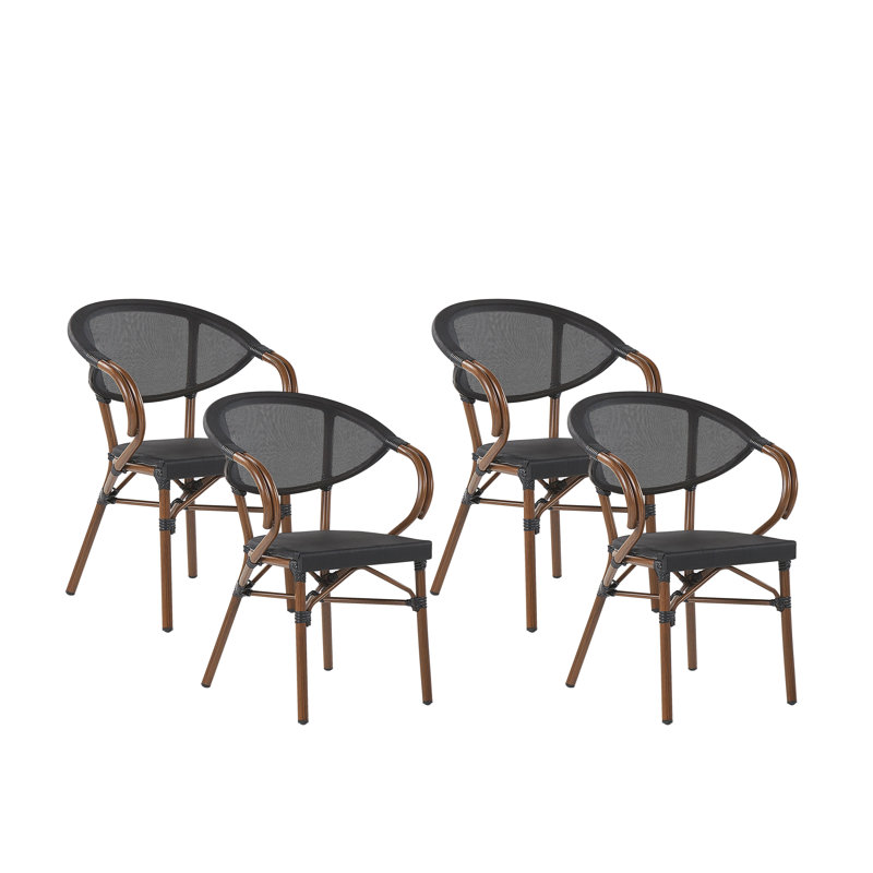 Genie Stacking Patio Dining Armchair with Cushion, Black
