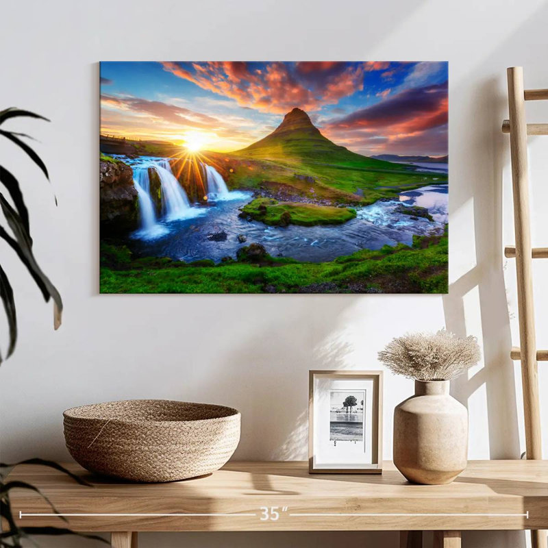 Paysage de cascade Alvord Kirkjufell, H 16 po x l 24 po