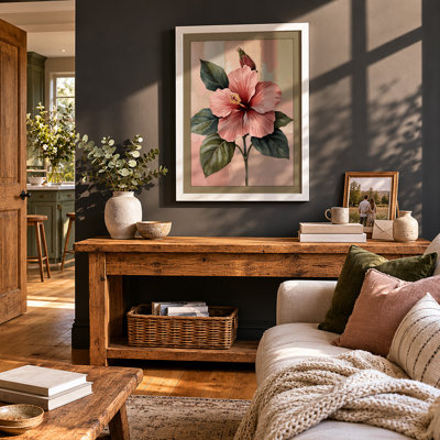 Pink Hibiscus Botanical - Framed Print