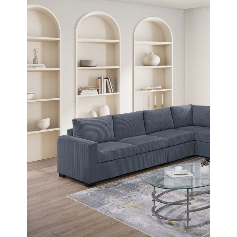 Coolray Blanche Wht/Gry 33 Sectional, Gray Fabric