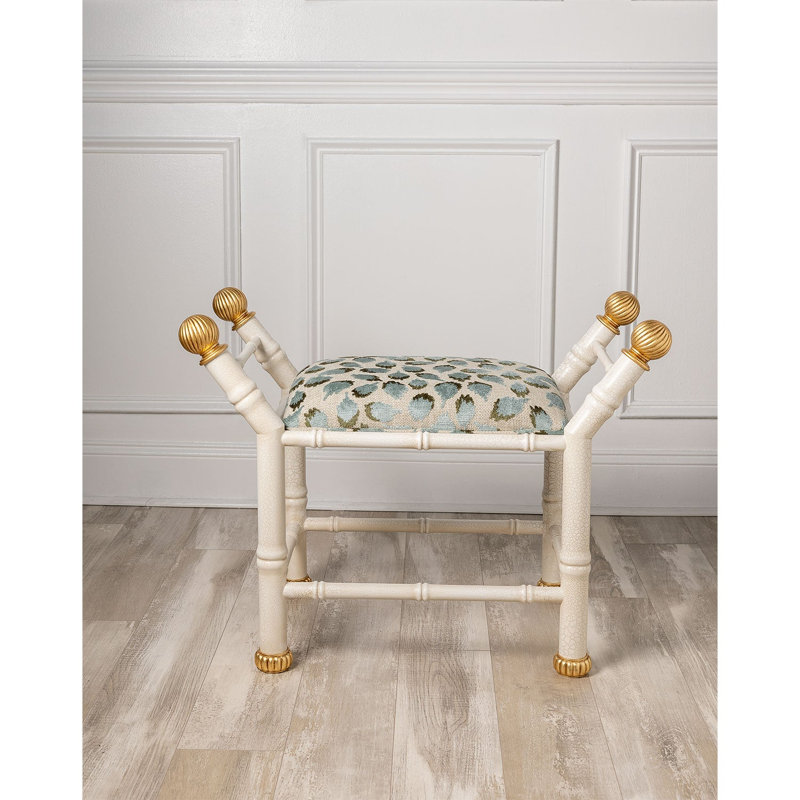 Boca Ocelot Bench, White, Celadon
