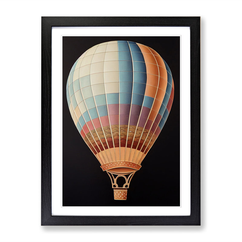 Gisbelle Hot Air Balloon Traditional Vol.2 - Picture Frame Print, 64cm H x 46cm W x 2cm D, Black
