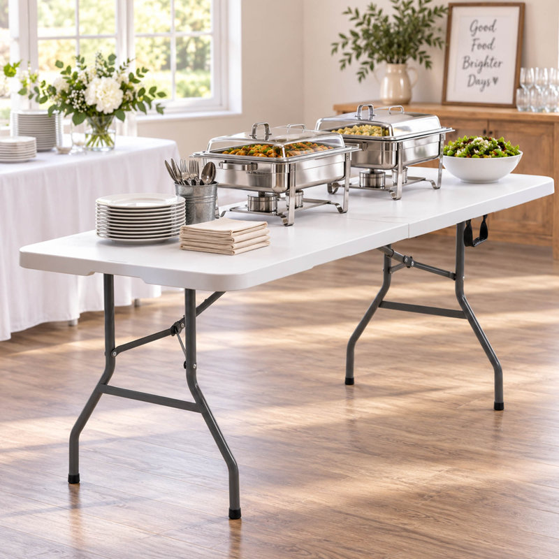 Table pliante portative en plastique avec poignée de transport, 6 pieds