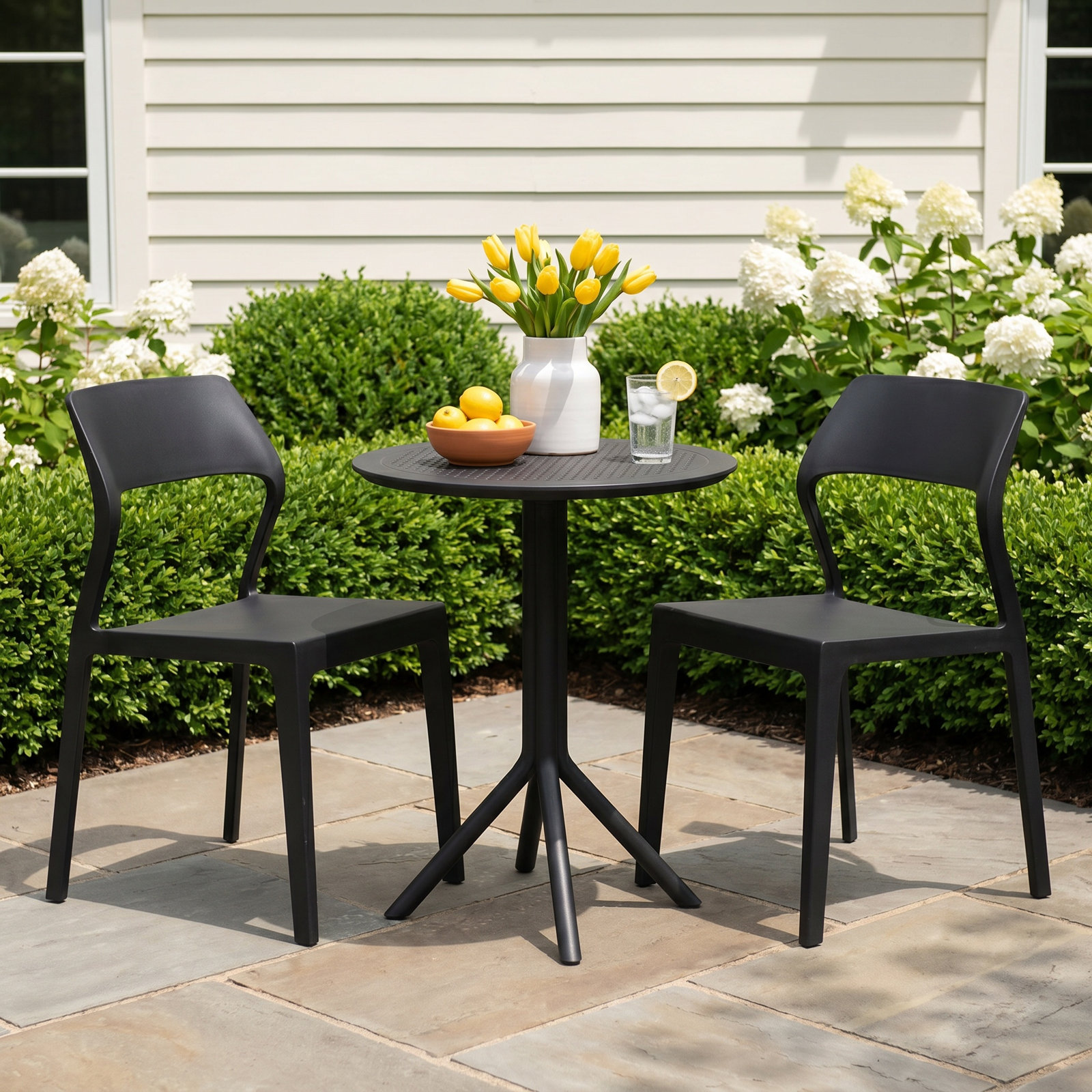 Farrah 24" Patio Bistro Set, Black