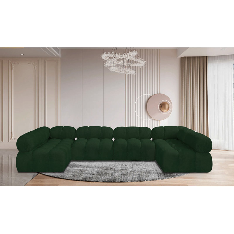 Canapé modulaire Ames 136 po Ames, Tissu bouclé vert