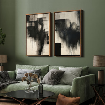 Art mural encadré, rétro, antique, classique pour chambre à coucher - 16 po x 24 po x 2 panneaux