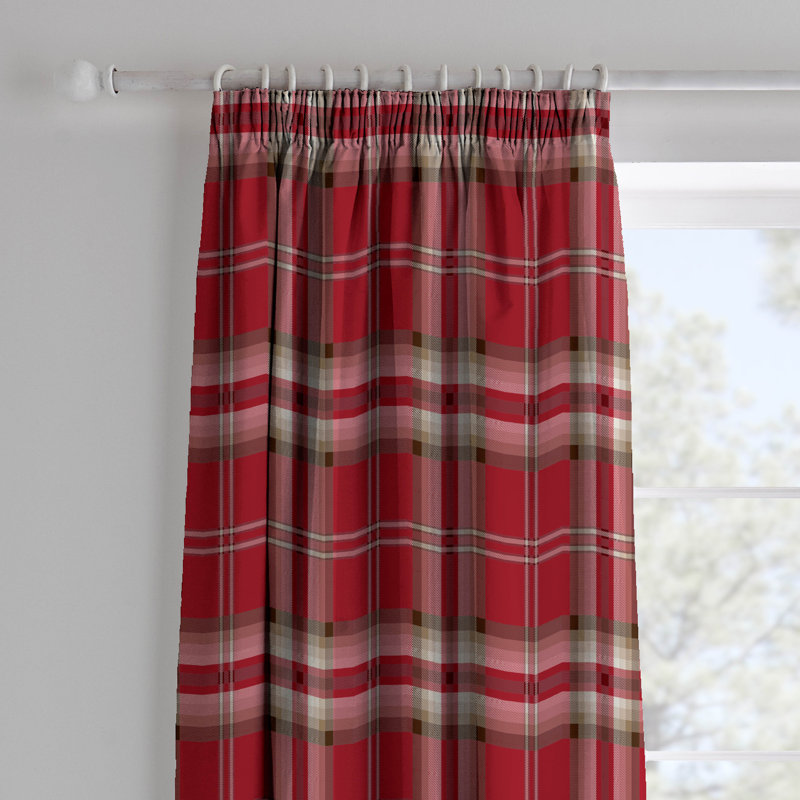 Kelso Pencil Pleat Room Darkening Curtains, Red