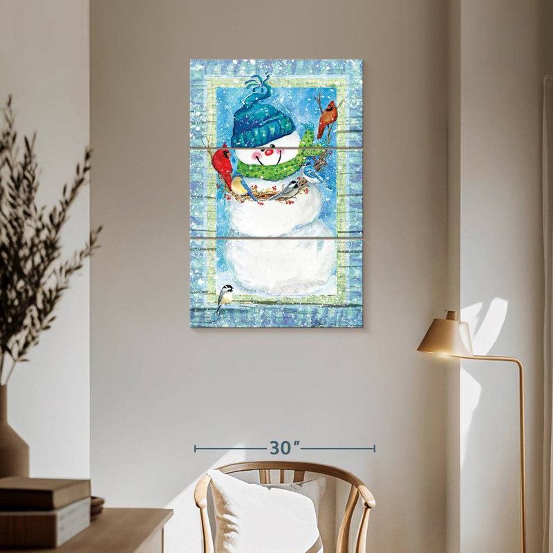 Bonhomme de neige et cardinaux Lelend, H 57 po x l 36 po