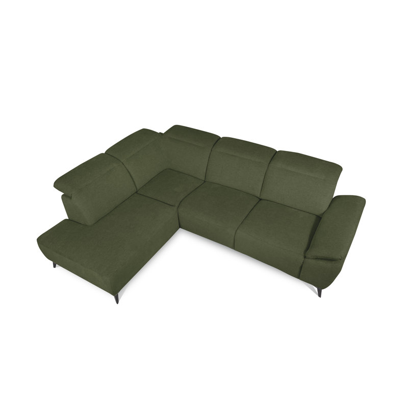 Relaxio Stylish Corner Sofa with Power Reclining & Multi Position Headrests & Adjustable Armrest, Left Hand Facing, Green