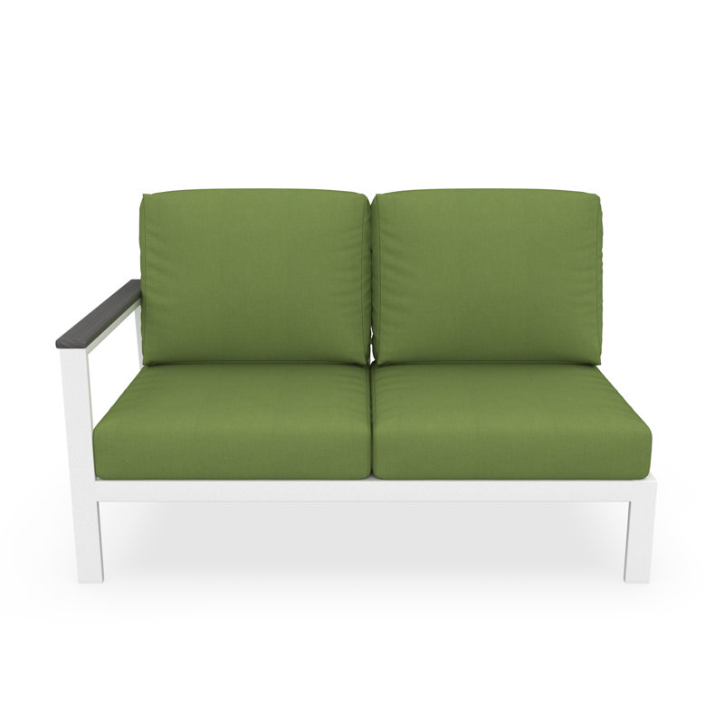 Causeuse modulaire d'extérieur gauche avec coussins Sunbrella, Orienté à gauche (vu de face), Coriandre Spectrum