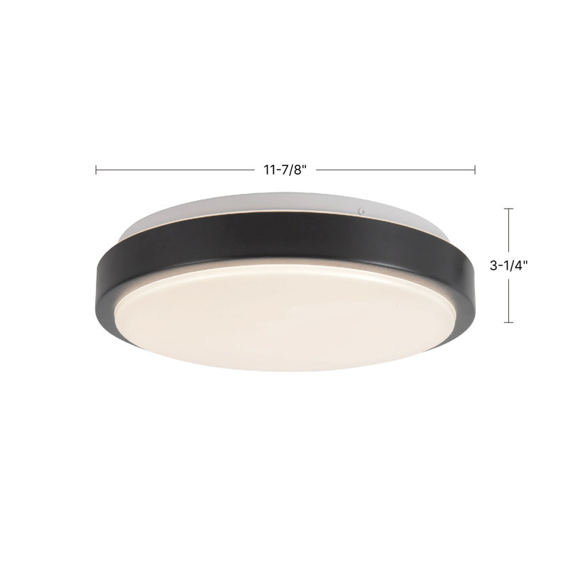 Yanis 12-in Black dimmable LED Flush Mount, Nickel