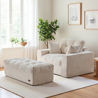 49''Corduroy Sofa Bed With Deep Seat, Upholstered Chaise Lounge Chair Indoor