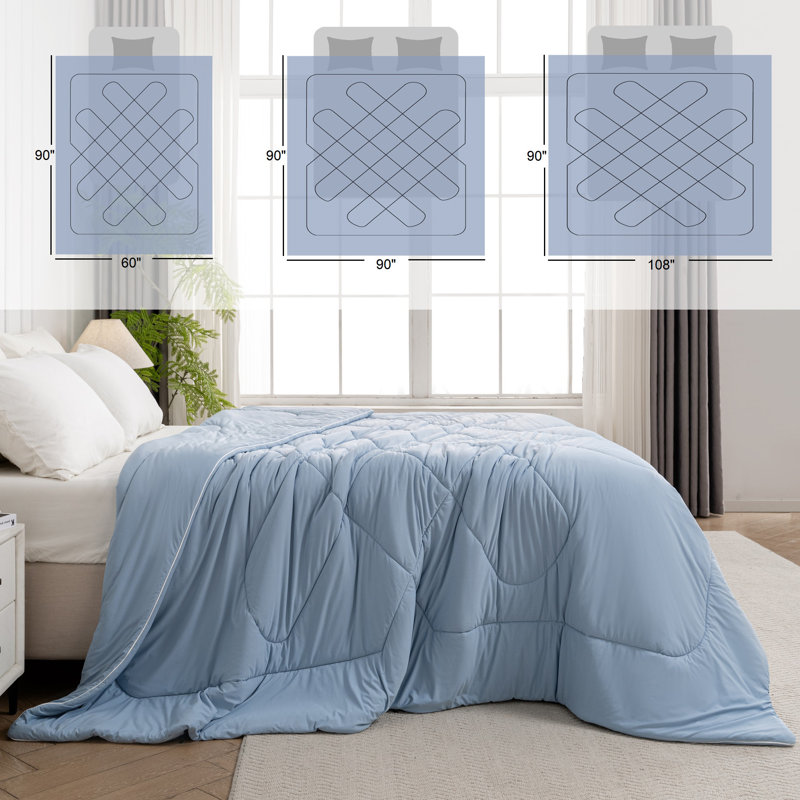 Édredon à double face rafraîchissant pour les dormeurs chauds, Bleu, Très grand lit