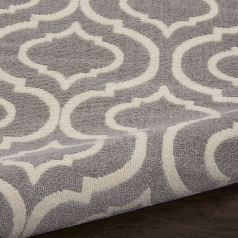 Tapis géométrique gris / ivoire Kardinya, Rond 8 pi