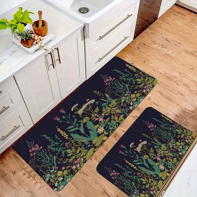 Décoration de fond foncé, 2 tapis de cuisine antidérapants