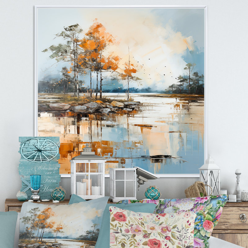 Impression sur toile Lake Smmer Charm, H 30 po x l 30 po x P 1 po, Cadre flottant blanc