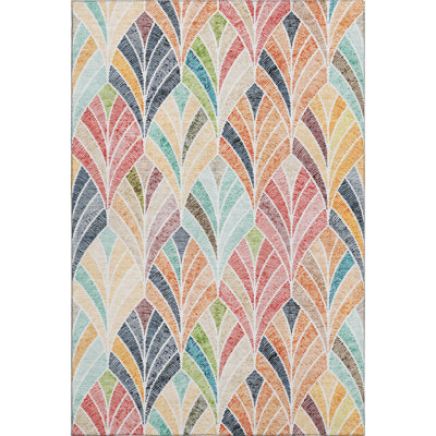 Premium Machine Washable Prisco Orange Rug