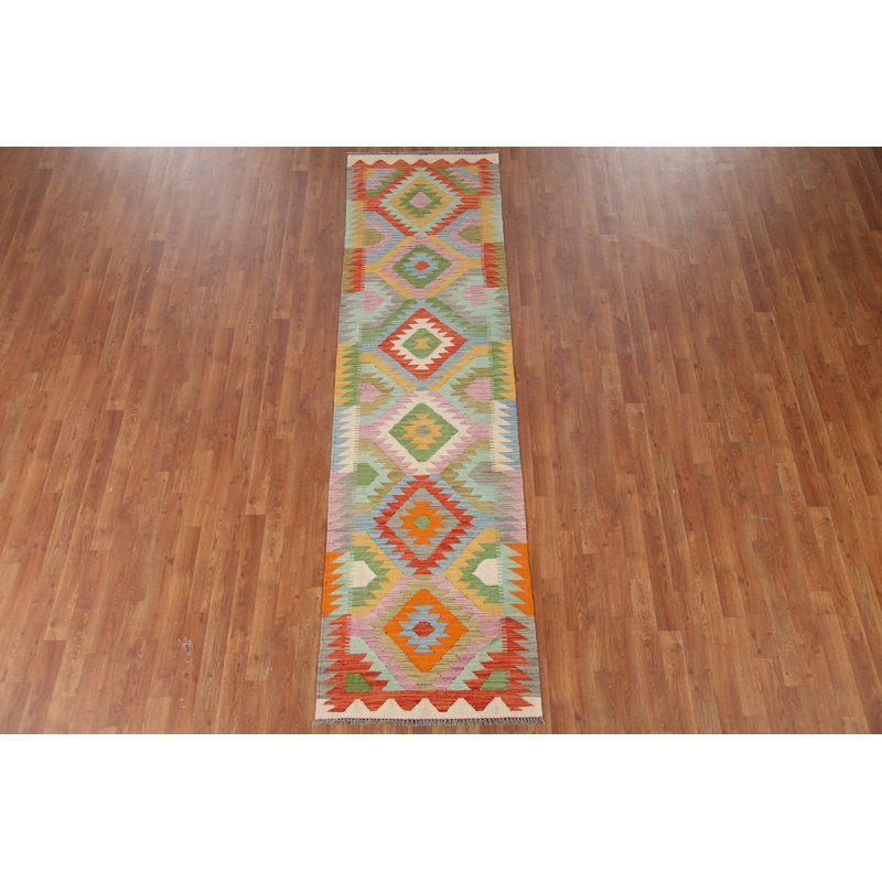 Reversible Wool Kilim Oriental Runner Rug 3x10