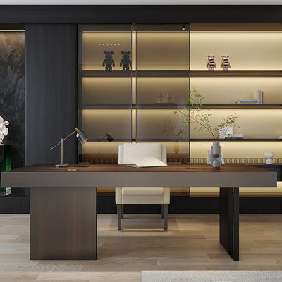 Italian Minimalist Smoky-coloured Office Desk