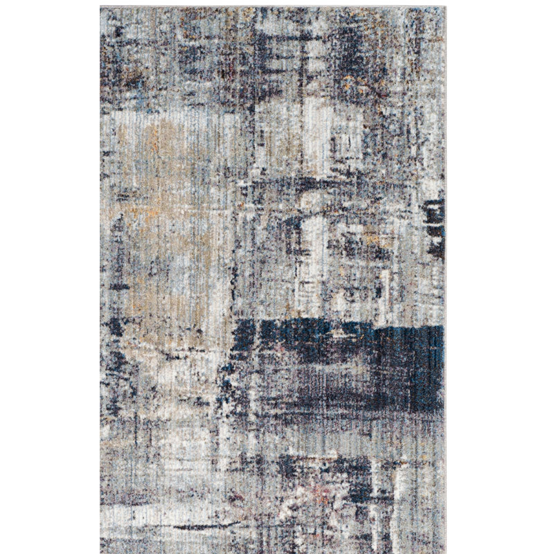 Tapis gris anthracite / ivoire Massad, Rectangle 4 pi x 6 pi