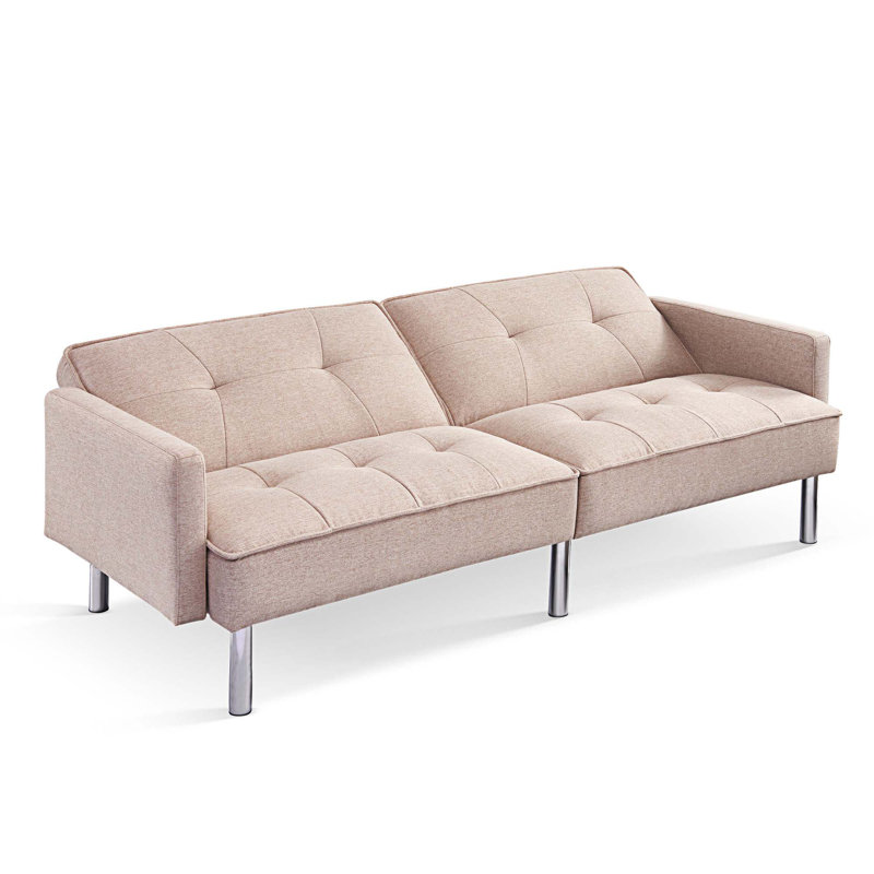 Canapé-lit rembourré 84,6 po Lebreton, Tissu beige
