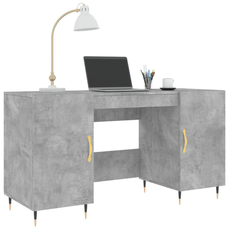 Fidler Metal Base Writing Desk, Concrete Grey/Black