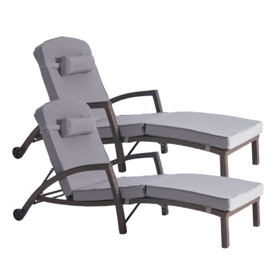Outdoor Wicker Chaise Lounge Set , Cushion Included