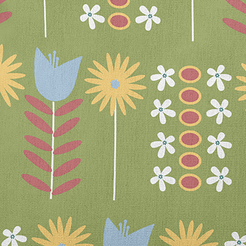 Floral Outdoor Reversible Throw Pillow, Apple Green
