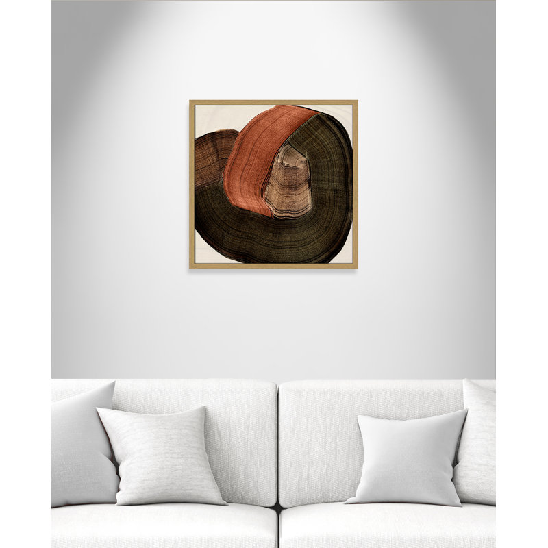«Folded Earth II» par , Grain de bois naturel, L 23,5 po x H 23,5 po, Impression encadrée