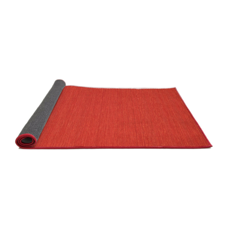 Tapis contemporain rouge, Rond 5 pi